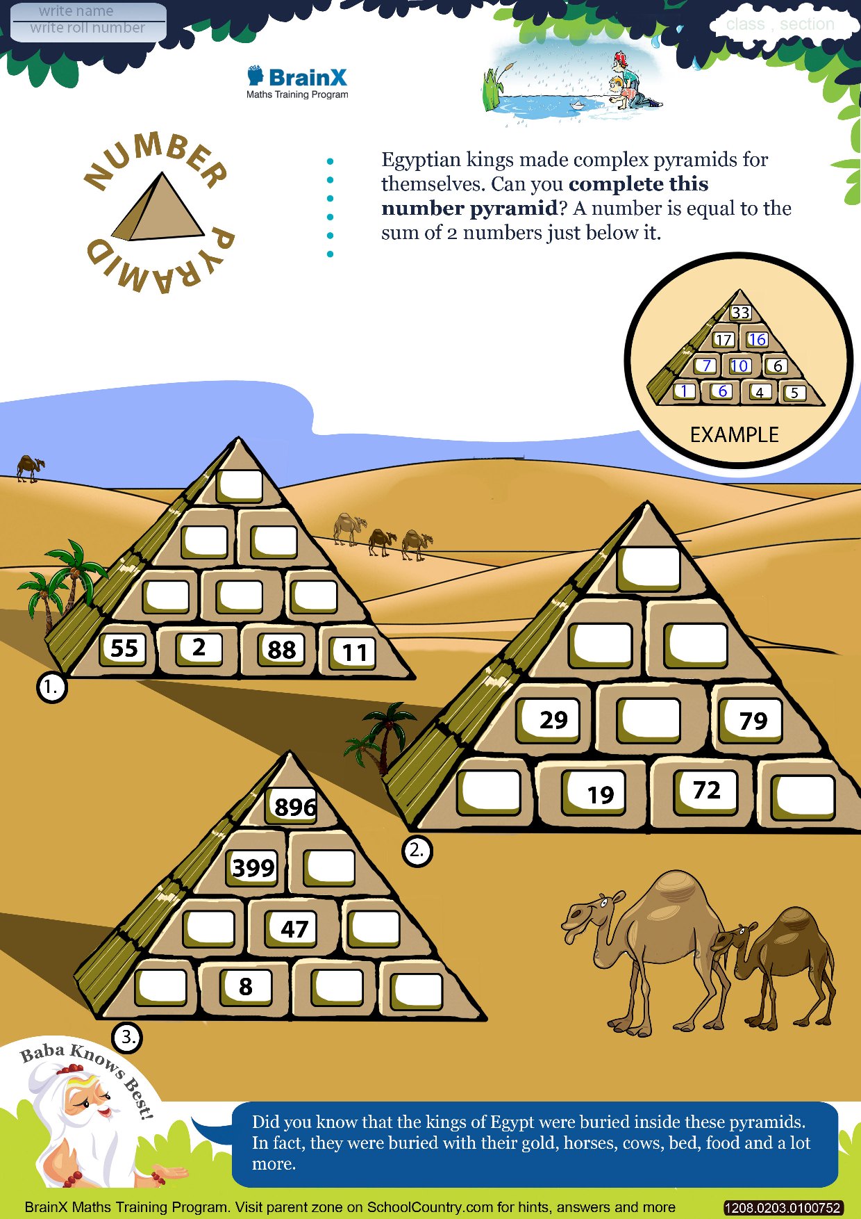 Printable Subtraction Math Olympiad Worksheets For Kids Of Grade 2 Number Pyramid